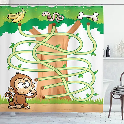 Kid's Activity Shower Curtain Curious Monkey Print For Bathroom • $41.99