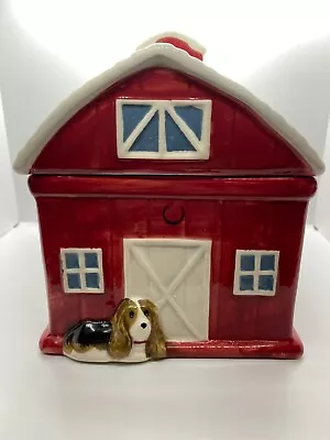 Pioneer Woman Rustic Red Barn Cookie Treat Jar Charlie The Dog-Ree Drummond • $15