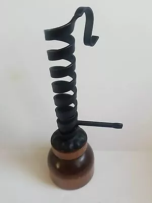 Vintage Courting Candle Holder Spiral Wrought Iron With Wood Base 9 H • $7