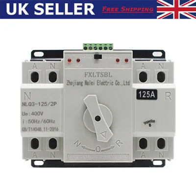 £56.96 • Buy 2 Pole 125A 400V Dual Power Automatic Transfer Switch Generator Changeover ATS