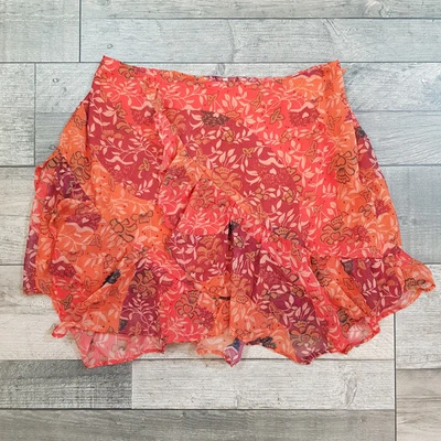£23.99 • Buy Free People Mini Sapphire Skirt XS Orange Leaves Floral Emmy Chiffon Autumn BN