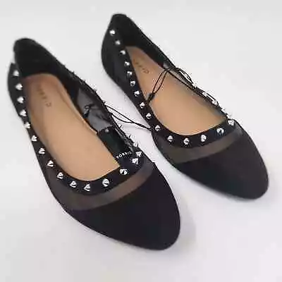 Torrid Flats Women 9 Wide Black Mesh Silver Studs Pointy Toe NWT • $27.87