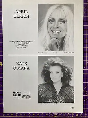 Kate O’Mara. Original 1987 Acting Agency Z-card. • £10