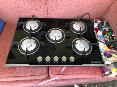 £315 • Buy Hoover Gas Hob HGV75SXV B; 5 Burners Gas On Glass