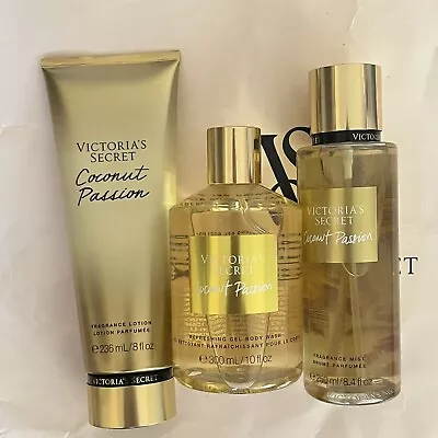 Victoria's Secret Coconut Passion Fragrance Body Mist Lotion Gel Body Wash Set • $48.50