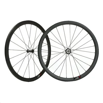 700C 38mm Quick Release Carbon Wheelset Road Bike Wheels Clincher Tubeless • $603.90