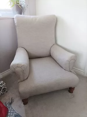 Neutral Antique Edwardian Upholstered Armchair • £120