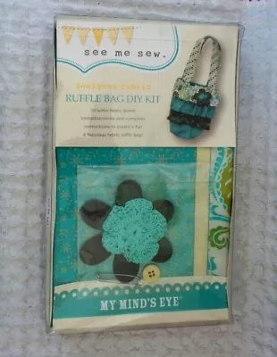 My Minds Eye Fabric RUFFLE BAG Kit With Embellishment Teal Multi Color Gift Idea • $12.99