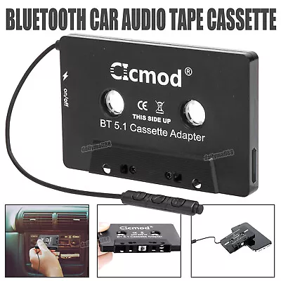 Bluetooth 5.1 Aux Car Audio Tape Cassette Adapter For Iphone Ipod Mp3 Cd Radio • £10.69