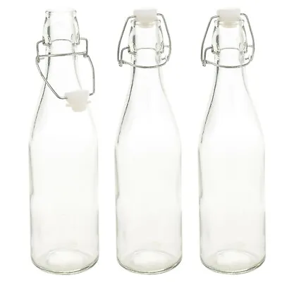 3 6 X 500ml / 1L Glass Swing Flip Top Lid Bottles Home Brew Beer Cider Reusable • £15.99