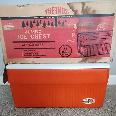 Vintage 73 Quart Thermos Jumbo Orange Ice Chest • $69.99