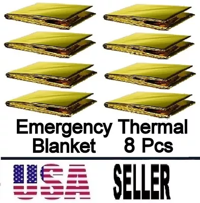 8Pc Medical Emergency Thermal Blanket Mylar Trauma Military Survival Safety Gold • $10.98