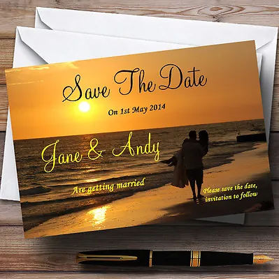 £7.29 • Buy Beach Groom Carrying Bride Abroad Personalised Wedding Save The Date Cards