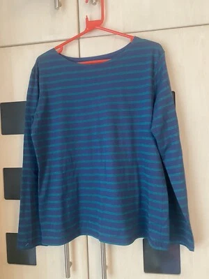 £6.99 • Buy Seasalt SAILOR Navy & Green Striped Long Sleeve Jersey Top Size  14. VGC
