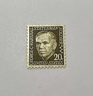 Rare - 1965 George C. Marshall Statesman 20 Cents Stamp Mint Never Hinged OG • $9.98