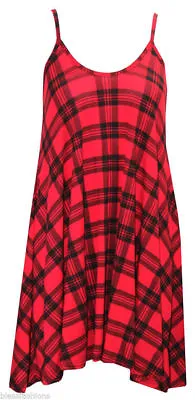 Womens Printed Strappy Cami Swing Sleeveless Ladies Mini Dress Vest Top Summer  • £10.99