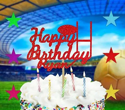 Personalised Rugby Themed Birthday Cake Topper Double Sided Glitter Sport • £2.90