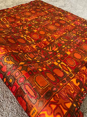 Vintage Mid Century 60's 70's Velvet Upolstery Fabric 13 Yards & 24   Orange Red • $2000