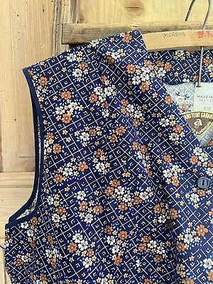 Vintage French SATIN FERMIÈRE Rustic Floral APRON Work Wear Provence C 1950 • $45