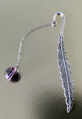 Silver Metal Feather Bookmark With Lovely Pink Pendant Comes Gift Boxed • £5