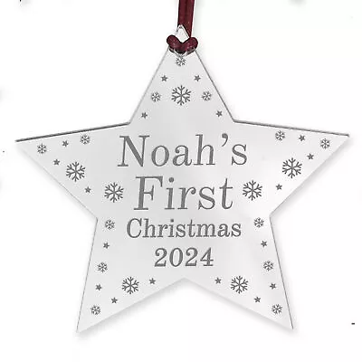 Babys First Christmas Decoration Personalised Acrylic Hanging Tree Decoration • £4.99