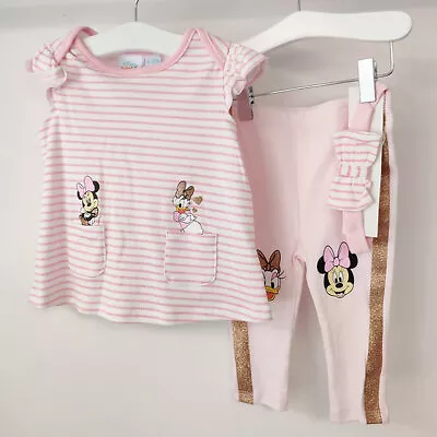 Minnie Mouse T-Shirt Leggings & Headband - Pink • £12