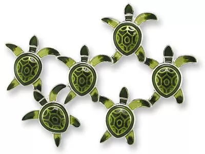 Sextuplets Green Turtle Pin Brooch Sterling Silver Plated Zarlite By Zarah • $27.99