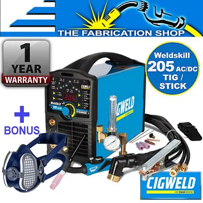 Cigweld Weldskill 205 ACDC TIG STICK Welder + Torch + Regulator 15 Amp W1008205 • $1999.95