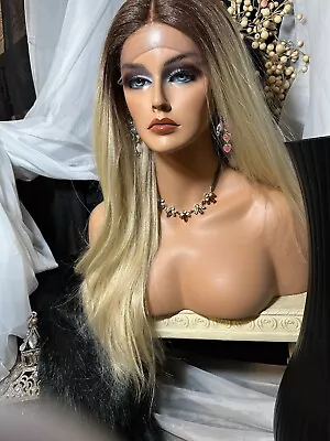 $149.99 • Buy WOW! 26” LONG, Subtle Roots, 613 Blonde, HumanHair Blend, L.F. W/PART, HF WIG