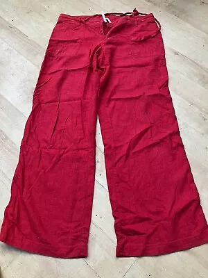 Next Red Linen Mix Trousers Size  12 L Tall • £0.99