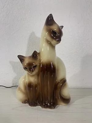 Kron Siamese Cat With Kitten TV Lamp  Ceramic Light Mid Century Modern MCM • $149.99