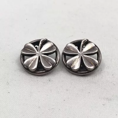 Chanel Cufflinks Clover Silver Metal 1996 Pre-owned No Box • $820.44