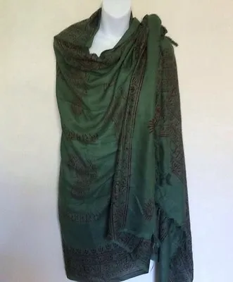 Om Yoga Meditation Hippie Light Prayer Green Shawl Cotton Scarf Handmade Nepal • $16