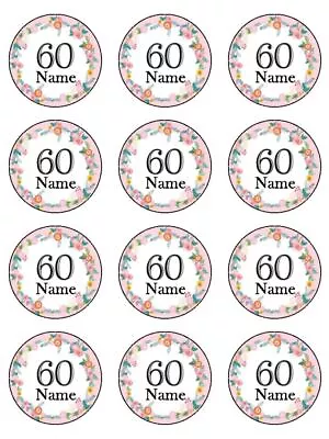 60th Birthday Special Age Personalised Edible Cupcake Toppers Wafer/ Icing X12 • £4.14