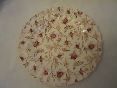 Copeland Spode England Rosebud Chintz 8  Round Salad Plate Pink Roses • $11.99