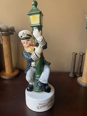 Vintage Music Box Decanter 1950’s Sailor  13.5” Ceramic Plays How Dry I Am Bar • $14.99