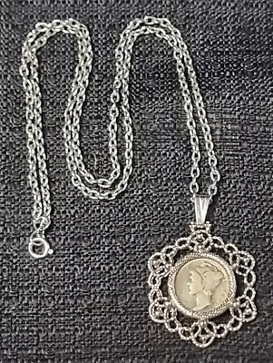 1924 Silver Mercury Dime Necklace Pendant Vintage Authentic Coin S Mark (SB) • $34.05