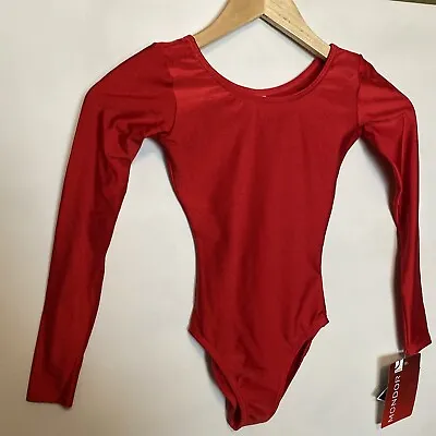 New Mondor Girls Red  Solid Color Leotard Size 8-10 Coolmax NWT • $15