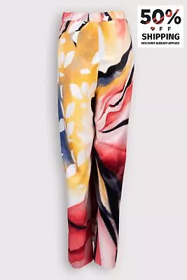 RRP€253 MARINA RINALDI Satin Cropped Trousers Plus Size 31 XL Wrap Patterned • $50.52