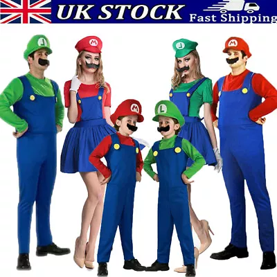 Super Mario Bros Unisex Adult & Kids Outfit Cosplay Costume Fancy Dress • £12.49