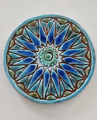 C Vega Ceramic Wall Art Circle Turquoise Moroccan #1 15cm/5.9  Handmade Spain • $20.99