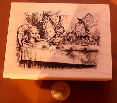 P8 Alice In Wonderland Tea Party Rubber Stamp WM  • $12.75