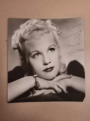 Sincerely Marion Hutton Autographed To Mario 7  X 7.5  Black & White Photograph • $124.99