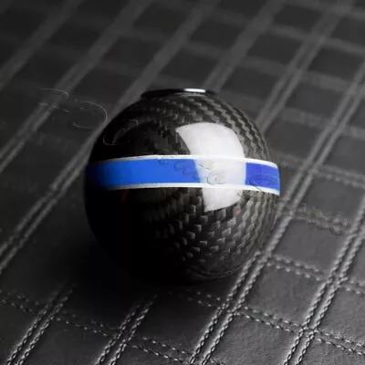 Real Carbon Fiber Ball Manual MT Gear Shift Shifter Knob W/Blue Stripe Universal • $23.99