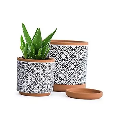 Set Of 2 Terracotta Pots Vintage Design Planter Pot 4.5 Inch And 6.4 Inch  • $41.55