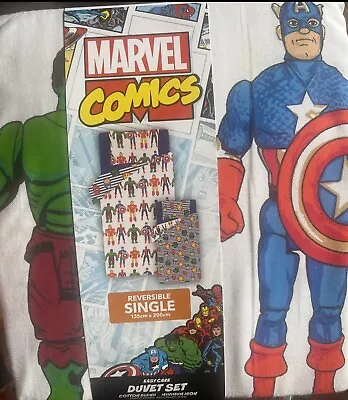 Marvel Comics Scribble Single Duvet Cover Kids Set - Hulk Iron Man Thor-single • £14.99