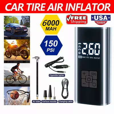 Tire Inflator Portable Air Compressor150PSI Auto Air Pump For Car Tire Air Moto • $25.95