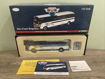 CORGI Vintage Bus Lines Yellow Coach 743- Greyhound Lines Destination Pittsburgh • $39.99