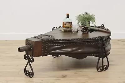 Blacksmith Antique Iron & Leather Bellows Coffee Table #48684 • $1800
