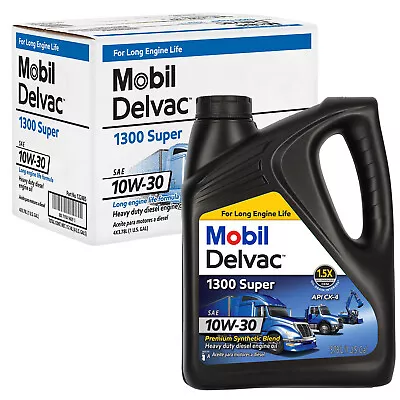 Mobil Delvac 1300 Super HD Syn Blend Diesel Oil 10W-30 4 Gal Case • $107.99